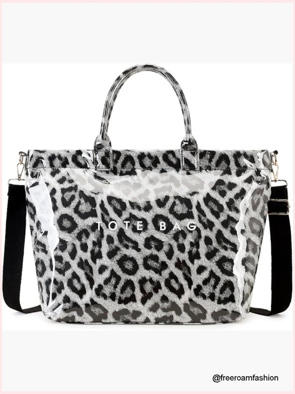 Large PVC Tote Bag Kraft Paper Work Travel Shoulder Crossbody Handbag